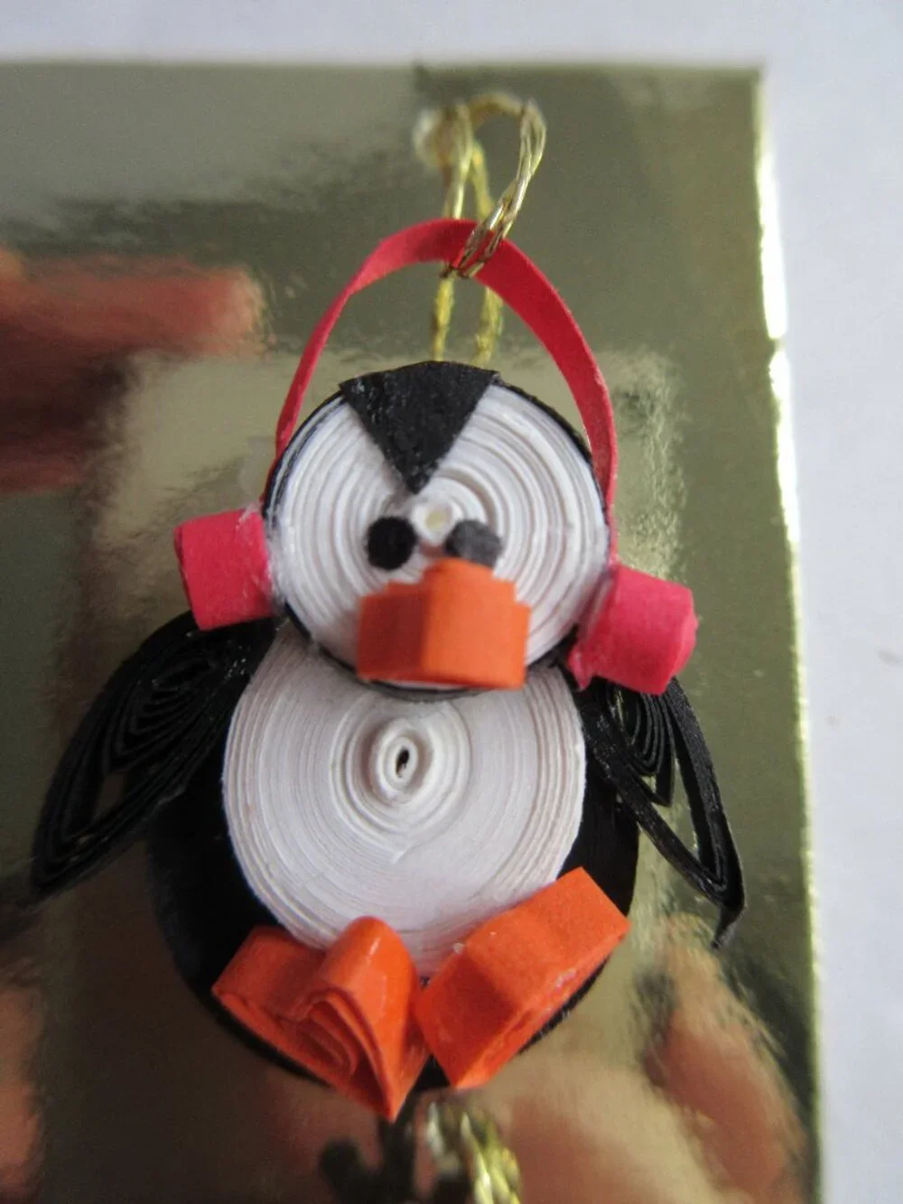 5 Paper Quilled Mini Christmas Ornaments Set in Gift Box Santa, Elf, Snowman